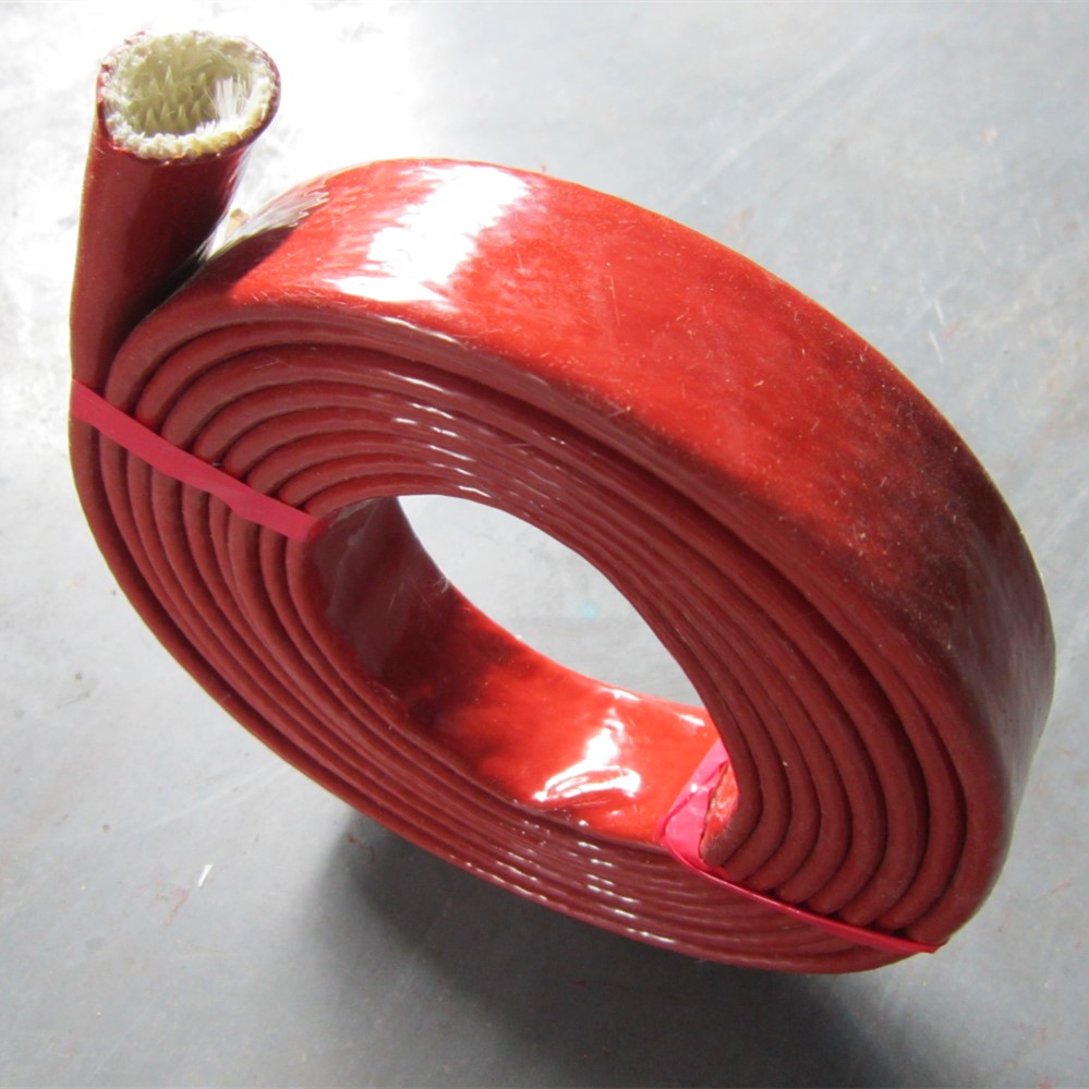 Fire Sleeve Red Oxide Silicone Coated Glass Fiber Sleeving for Hydraulic Hose