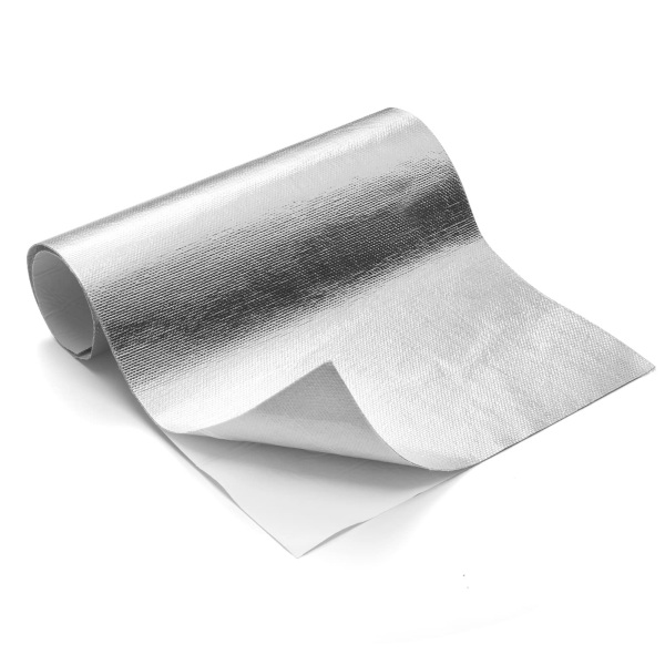 Self adhesive aluminum heat shield for vehicle floor pan